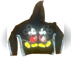 Disney Parks Mickey & Minnie Graphic Hoodie Black Pullover Girls XL 15–17